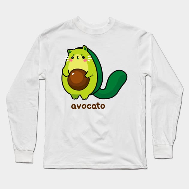 Cat Avacado Long Sleeve T-Shirt by cmxcrunch